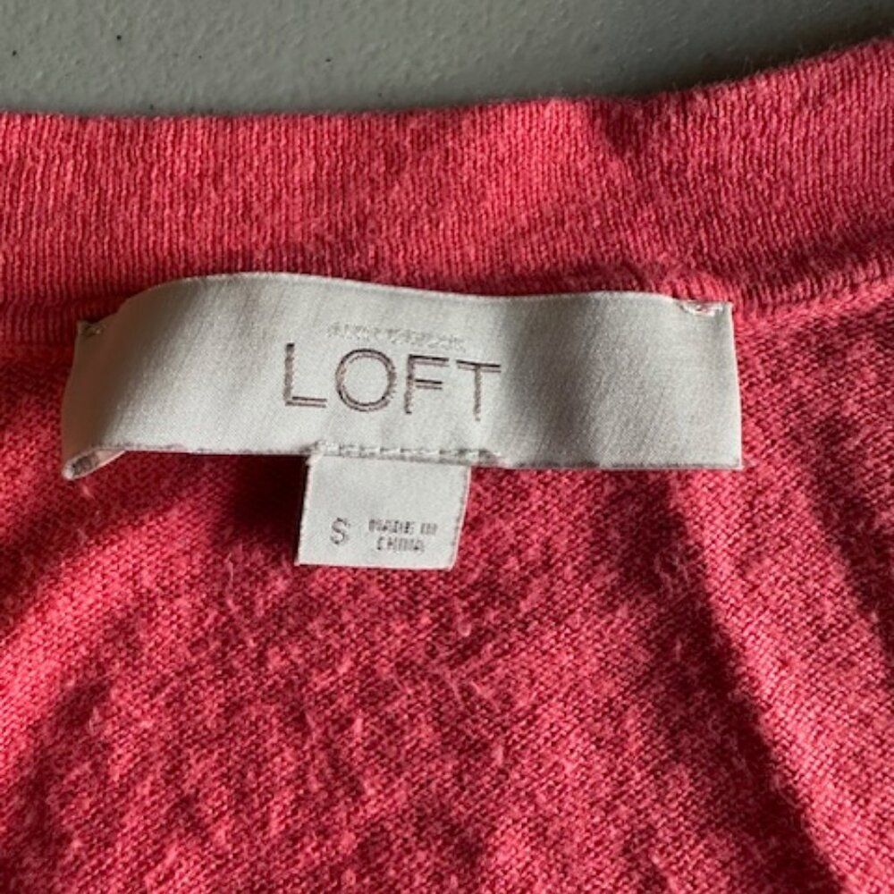 Loft Coral Knit V Neck Cardigan  8614 - Picture 6 of 6